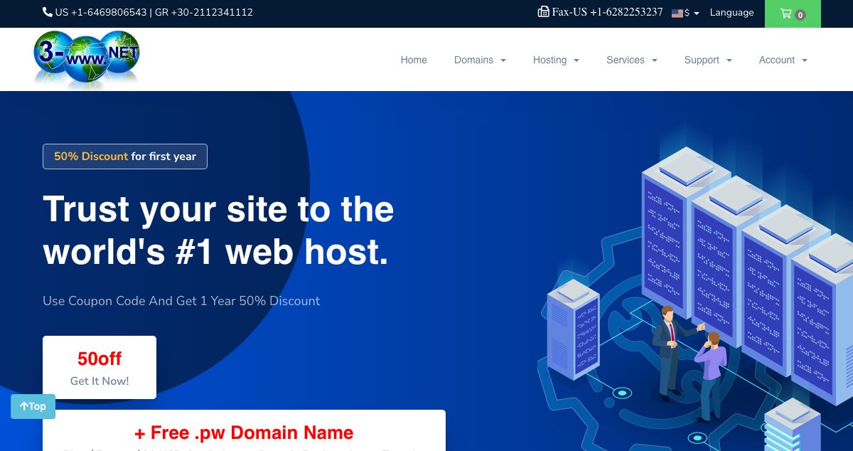 Homepage of 3-www.net – Vast Euro1 Ltd hosting