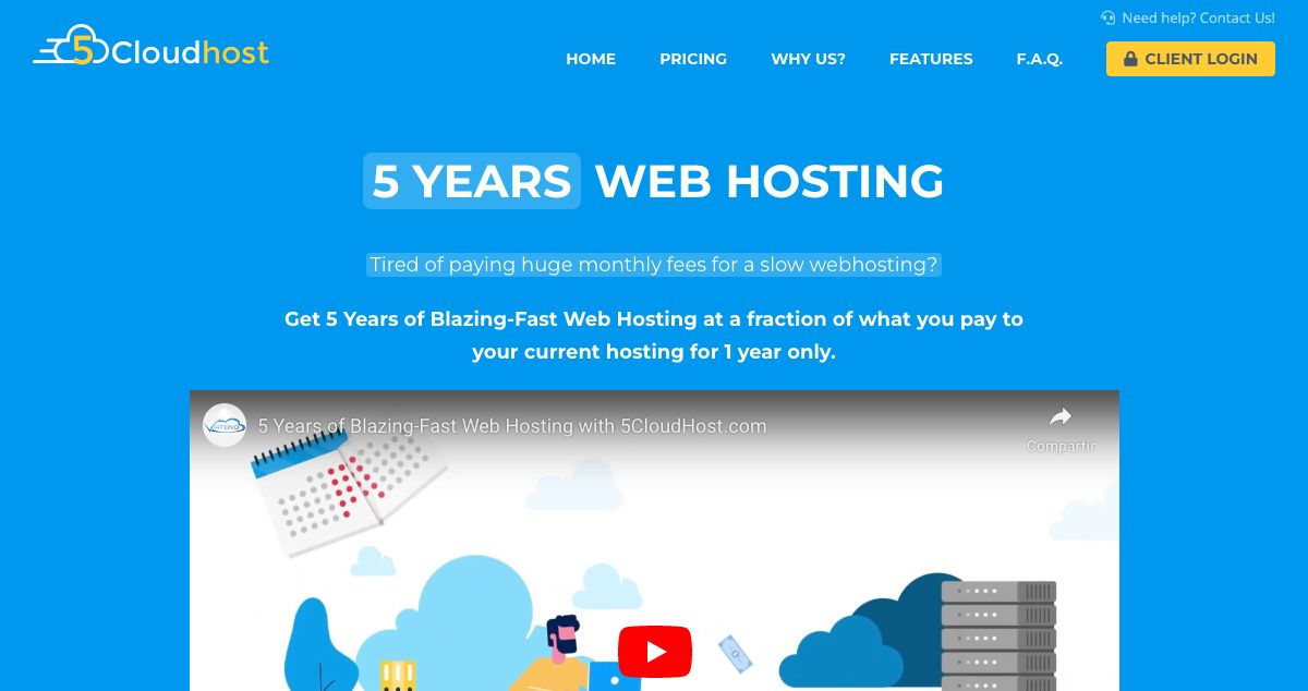 Homepage of 5 CloudHost hosting