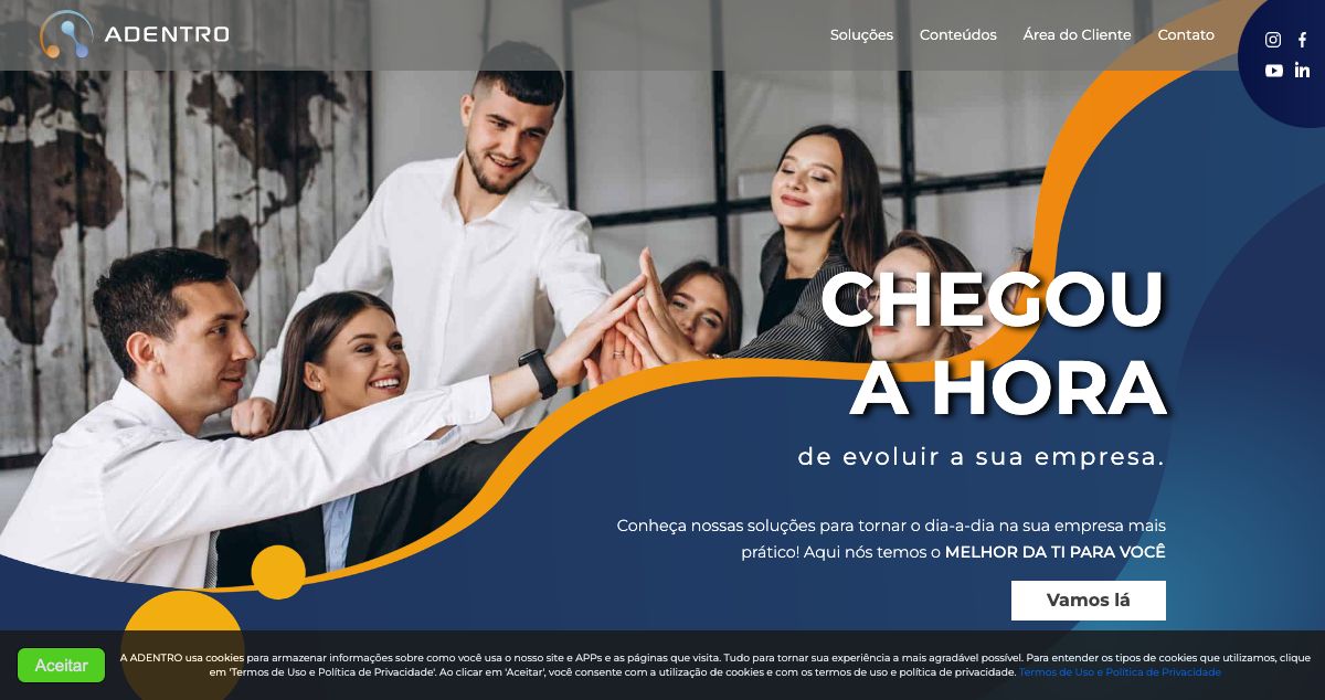 Homepage of Adentro Cloud Solutions hosting