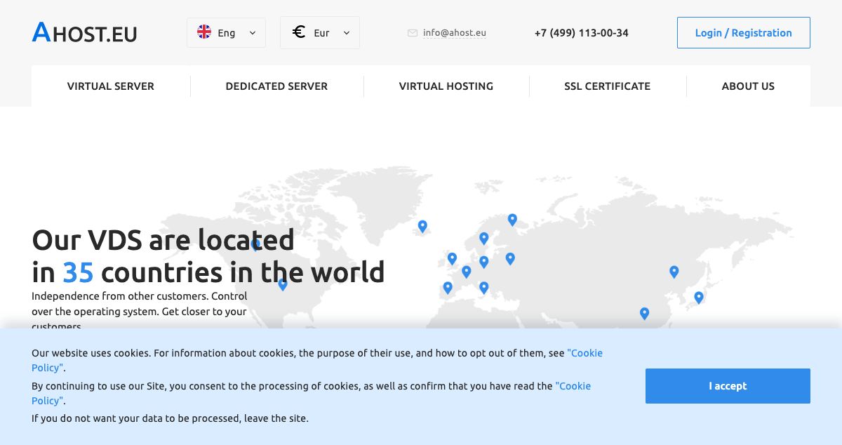 Homepage of Ahost.eu hosting