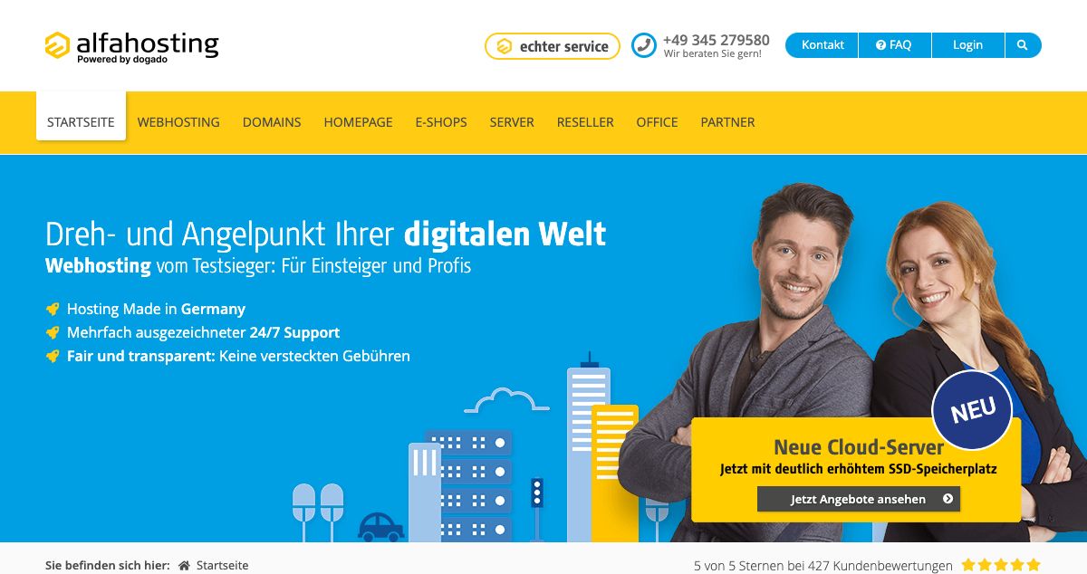 Homepage of Alfahosting GmbH hosting