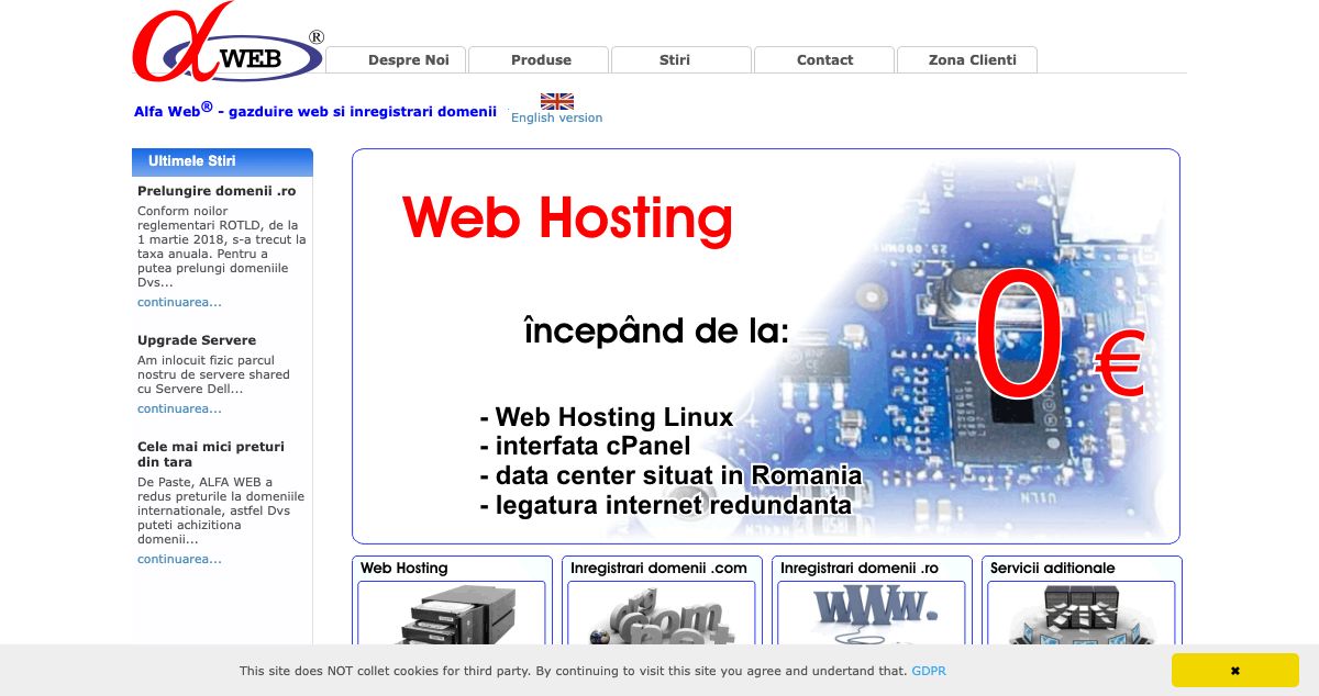 Homepage of Alfaweb hosting