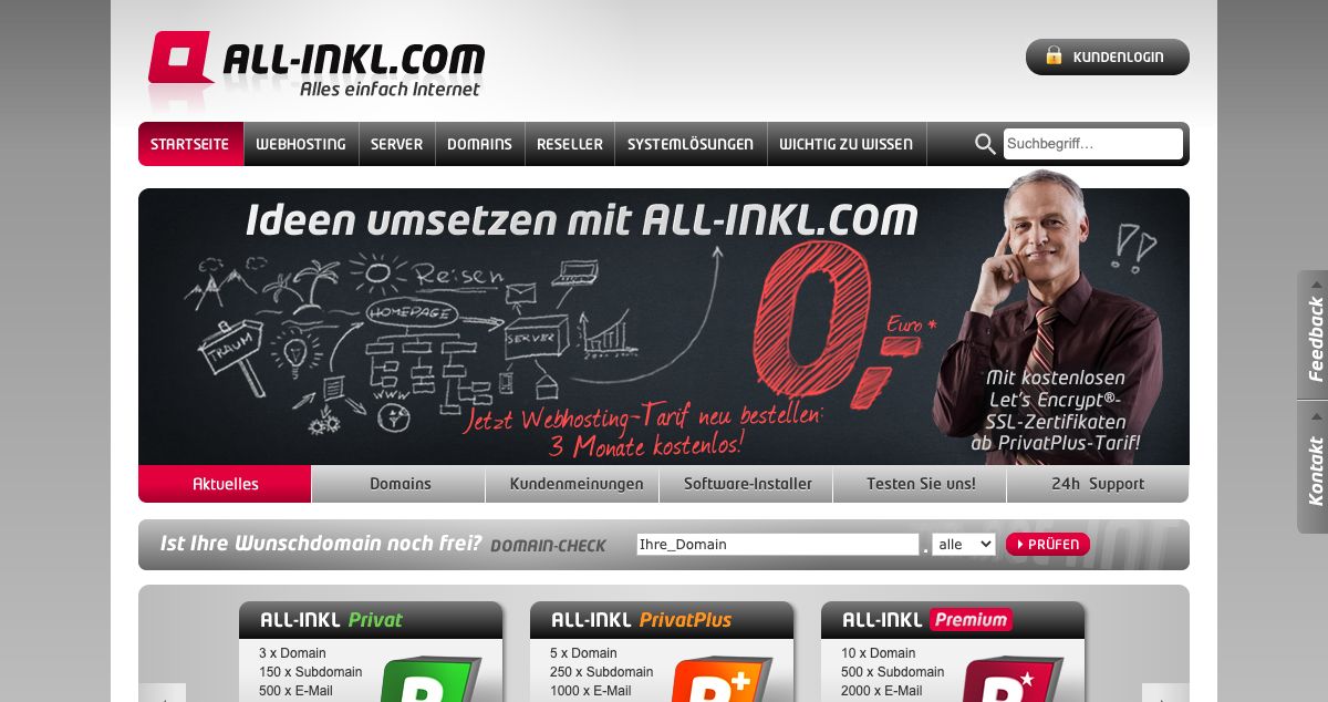 Homepage of ALL-INKL hosting