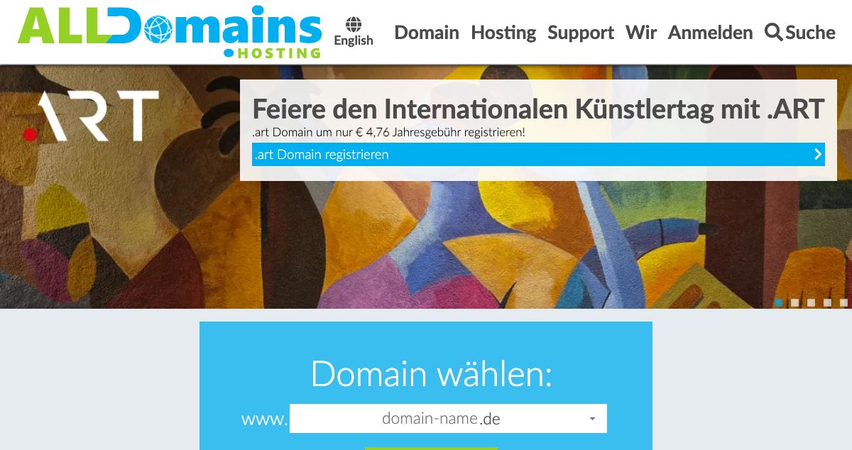 Homepage of ALLDomains.hosting hosting