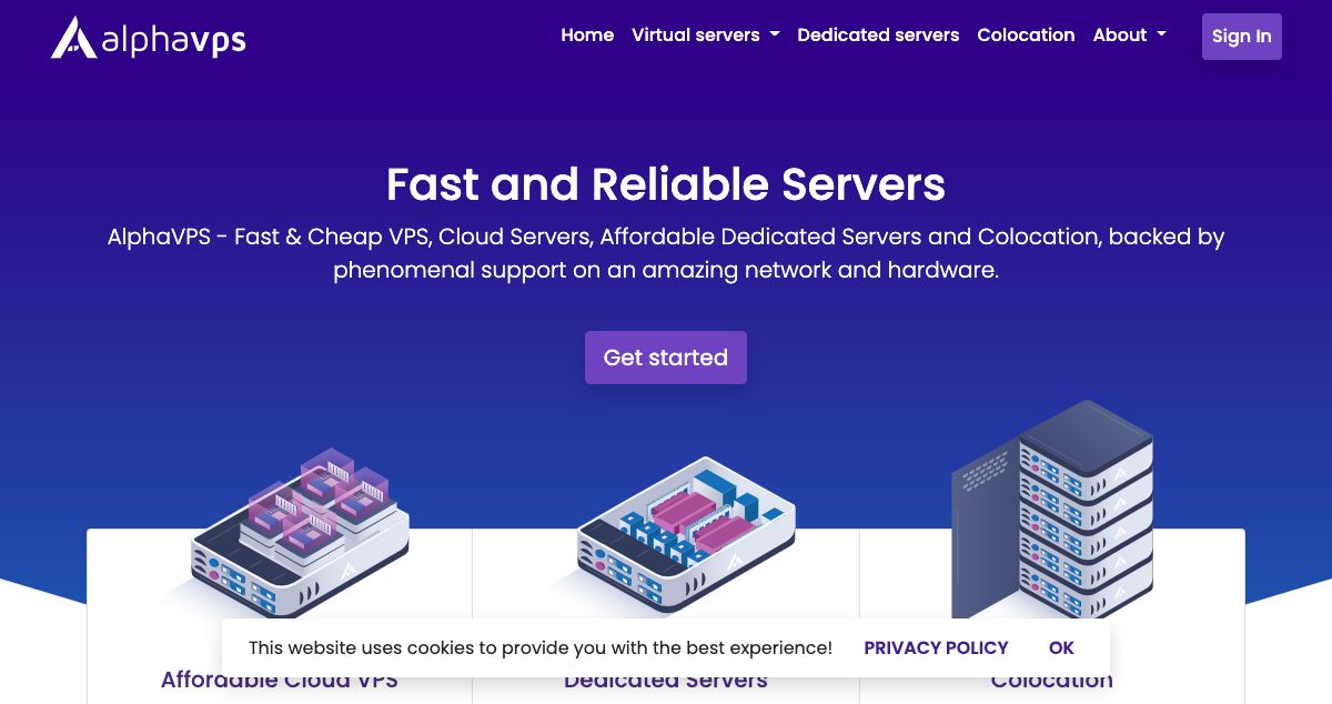 Homepage of AlphaVPS hosting