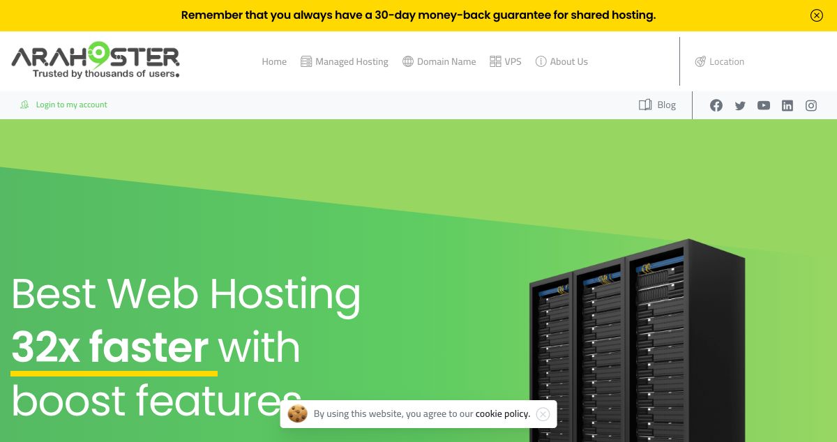 Homepage of Arahoster hosting