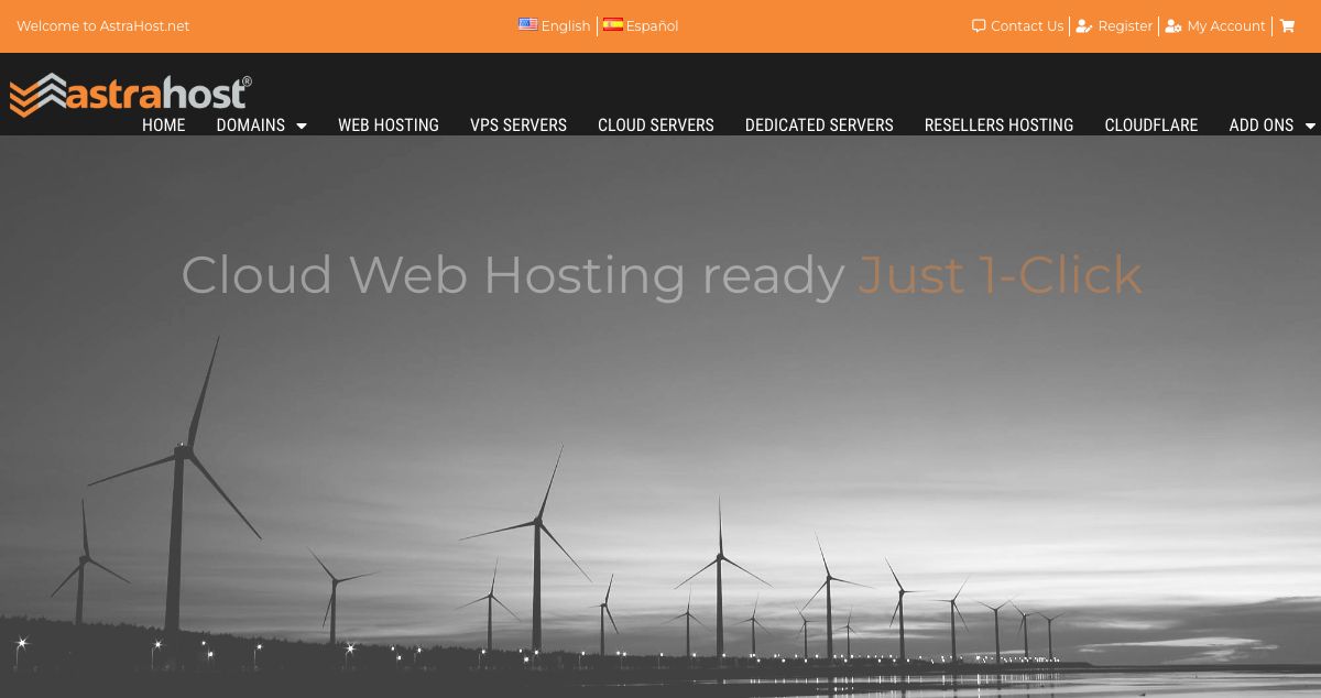 Homepage of ASTRAHOST hosting