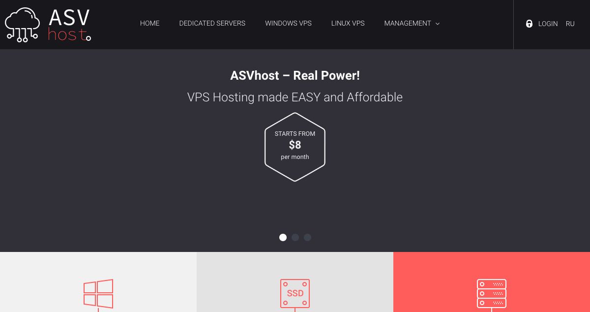 Homepage of ASVhost.com hosting