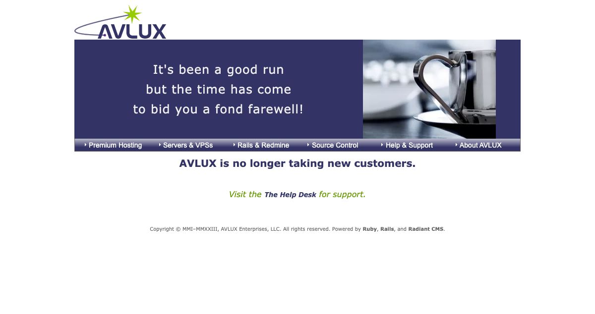 Homepage of AVLUX hosting