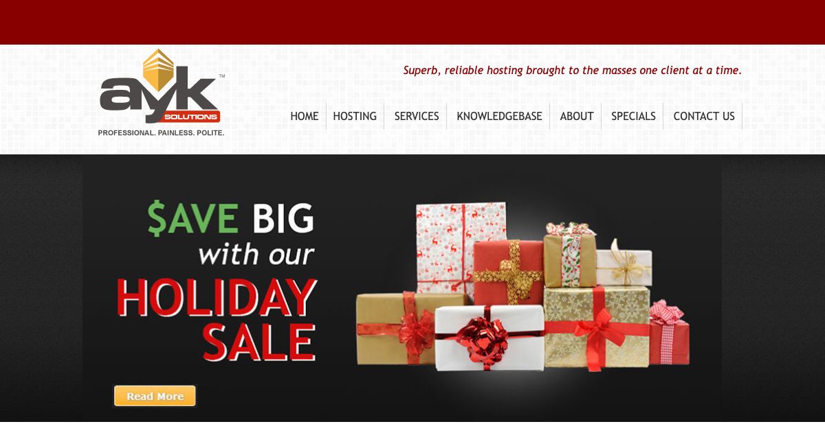 Homepage of AYKsolutions hosting