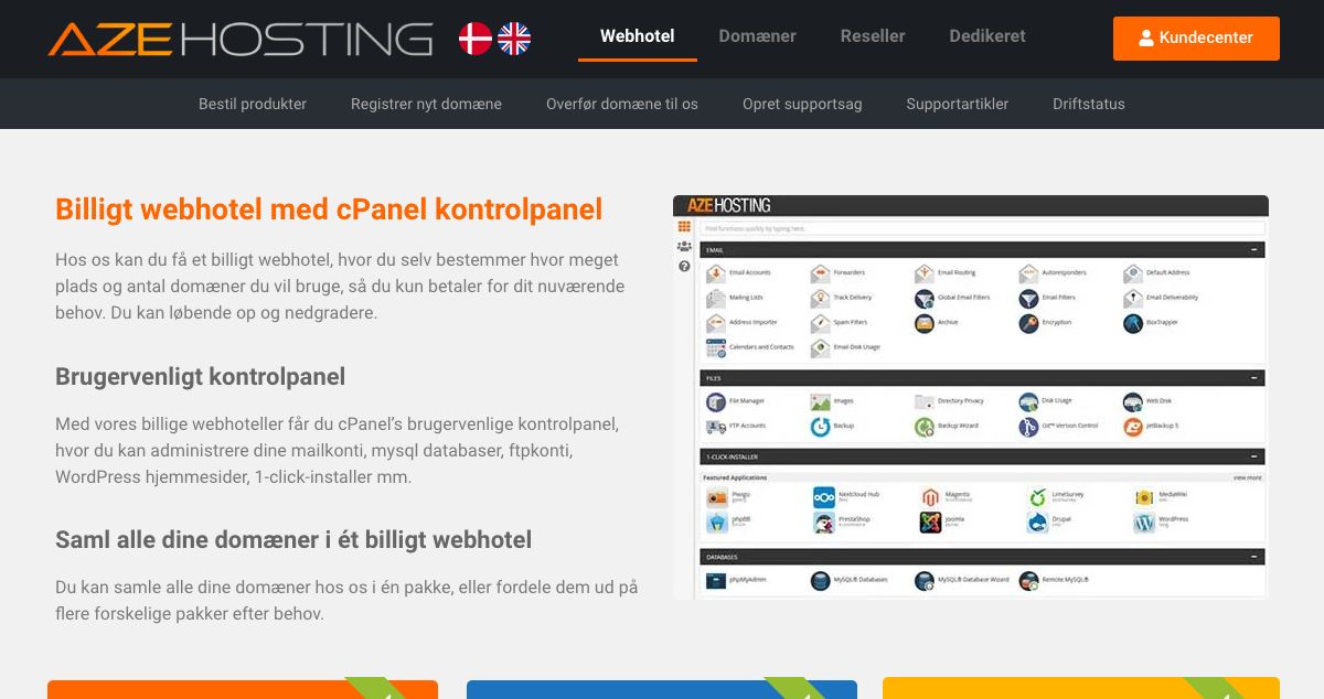 Homepage of AzeHosting.net hosting