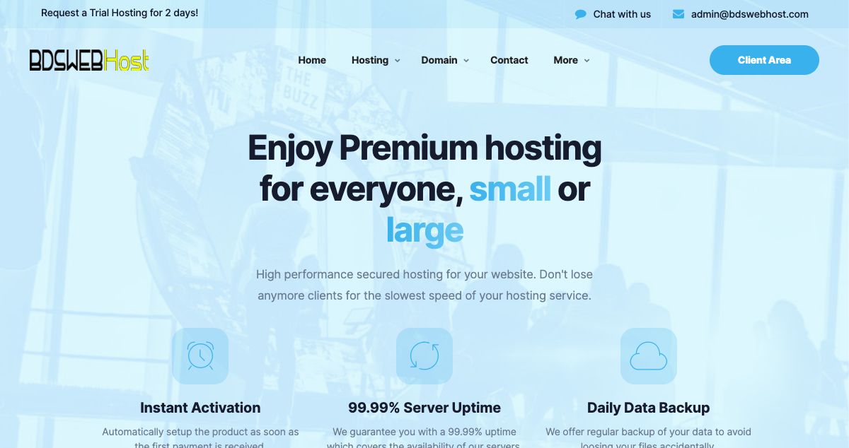 Homepage of BDS Web Host hosting