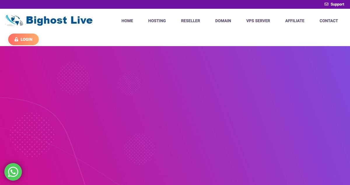 Homepage of BighostLive hosting