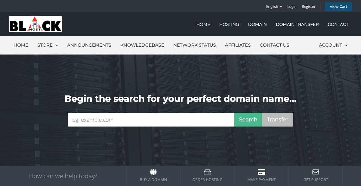 Homepage of BlackHostBD hosting