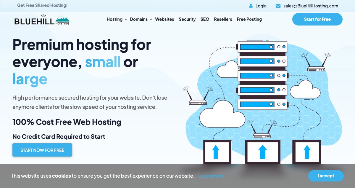 Homepage of BLUE HILL Hosting hosting