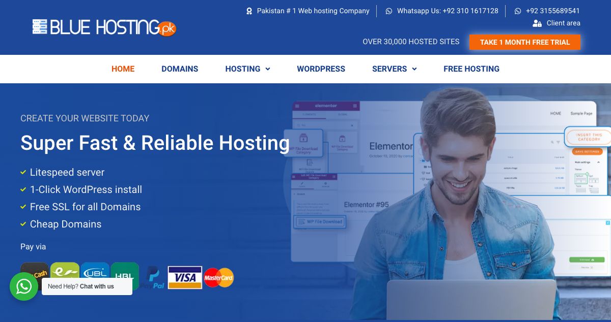 Homepage of Blue Hosting Pk hosting