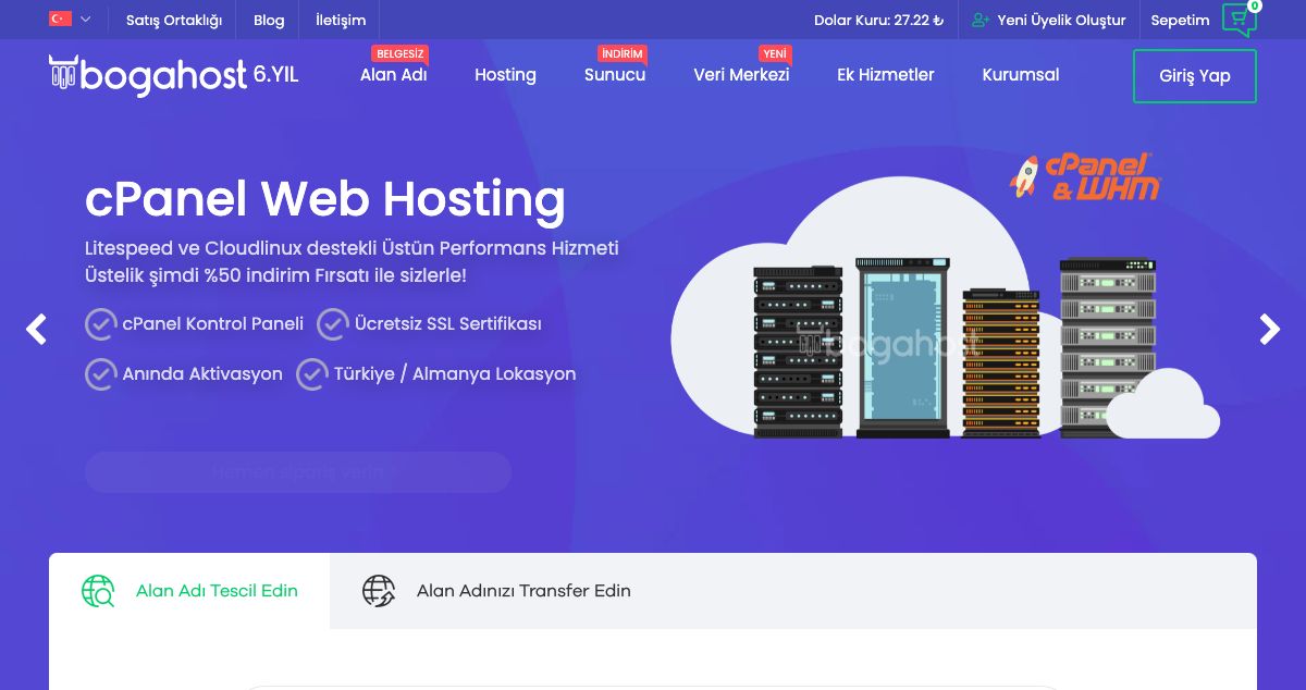 Homepage of BOGAHOST hosting