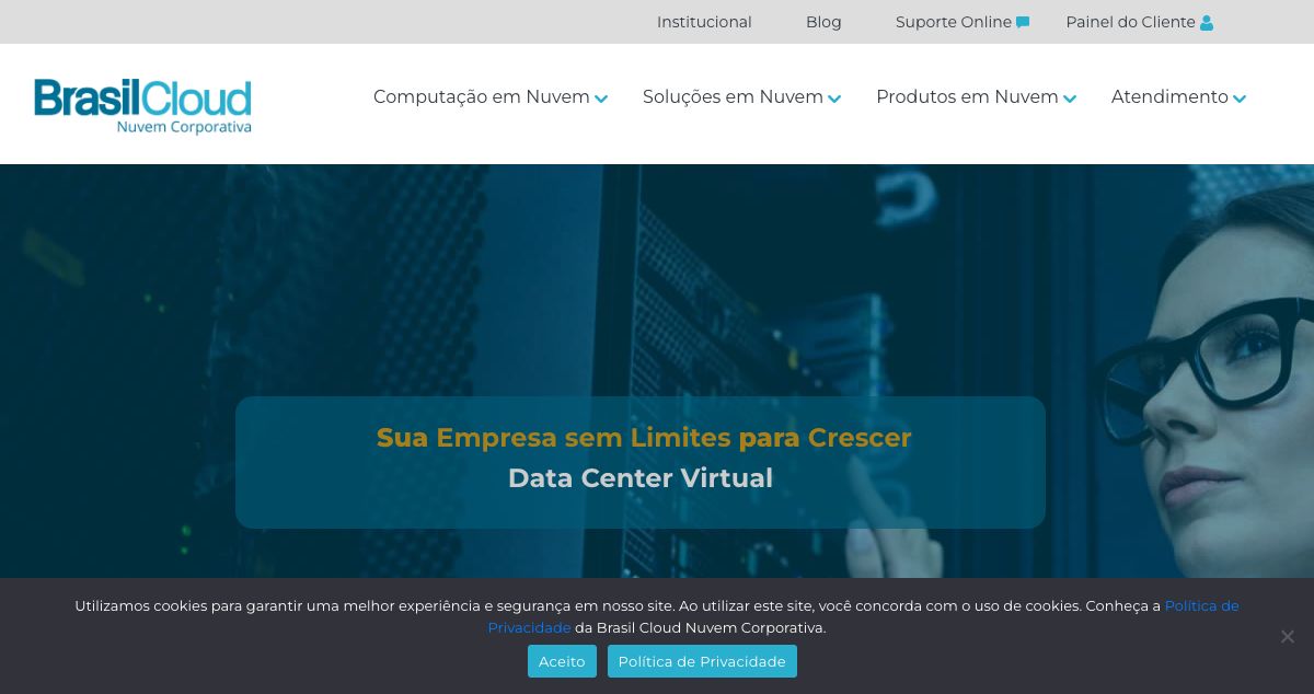 Homepage of Brasil Cloud hosting