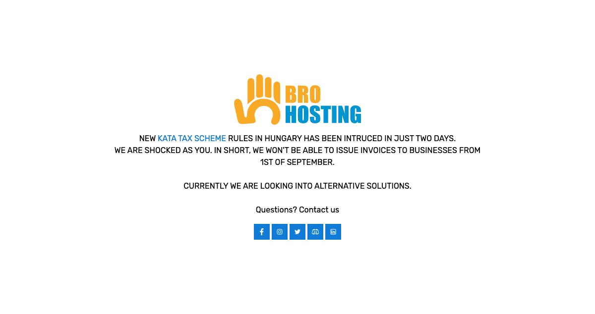 Homepage of BroHosting hosting