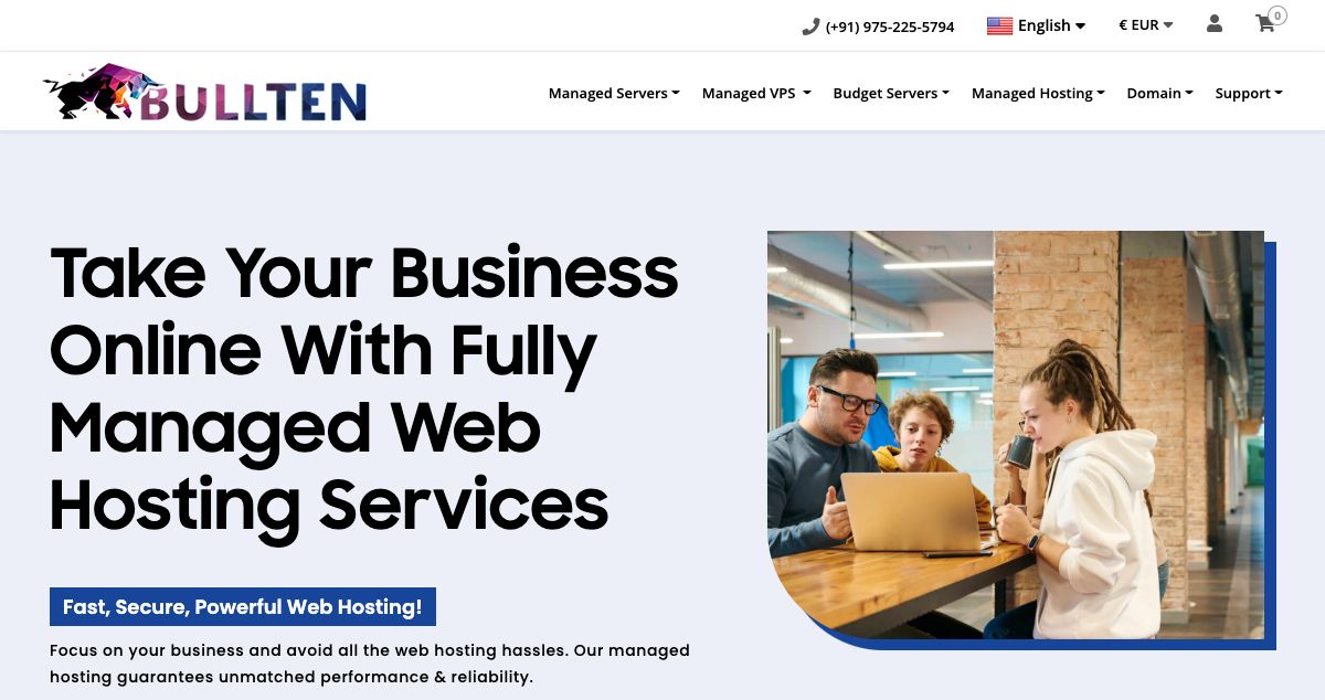 Homepage of Bullten hosting