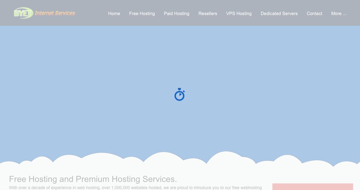 Homepage of Byethost hosting