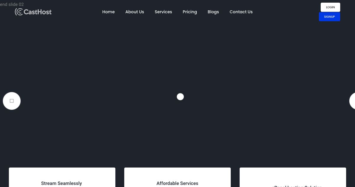 Homepage of CastHost hosting