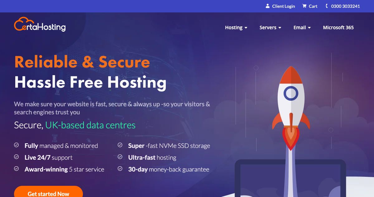 Homepage of Certa Hosting hosting