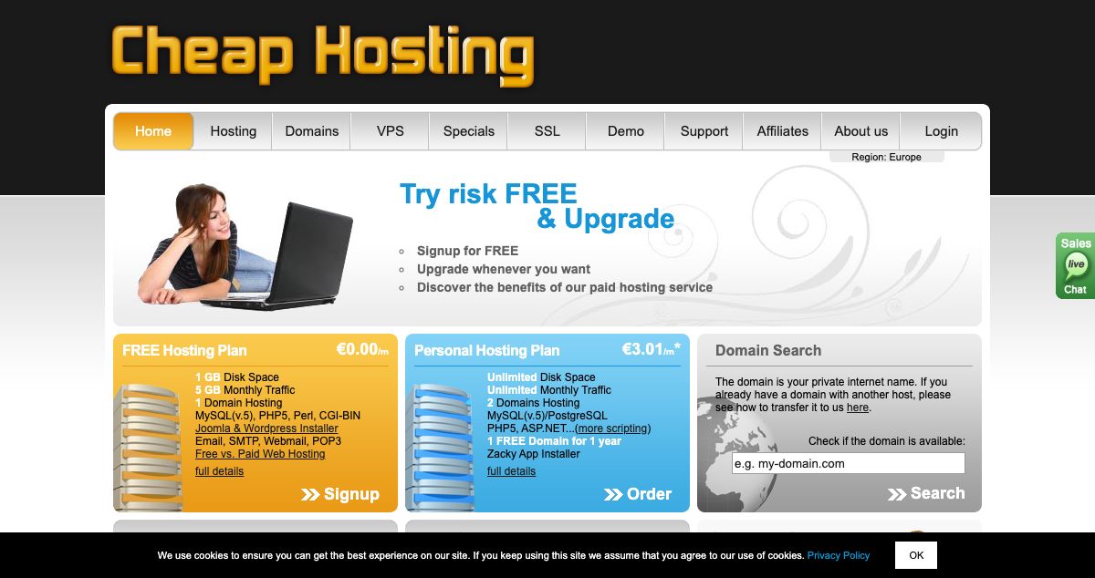 Homepage of Cheap Hosting hosting