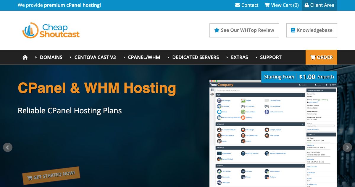 Homepage of Cheap Shoutcast hosting