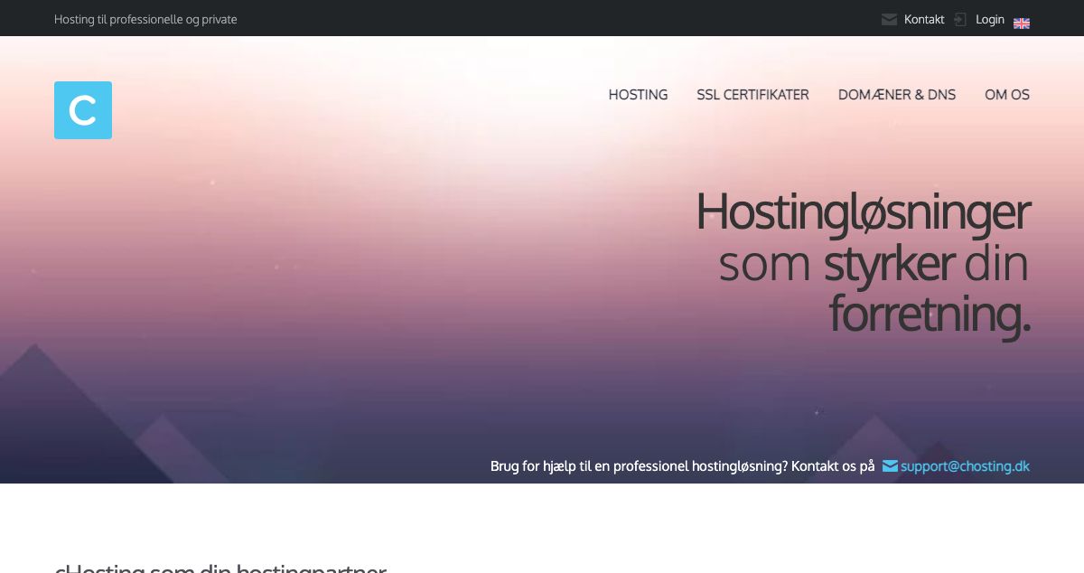 Homepage of cHosting hosting