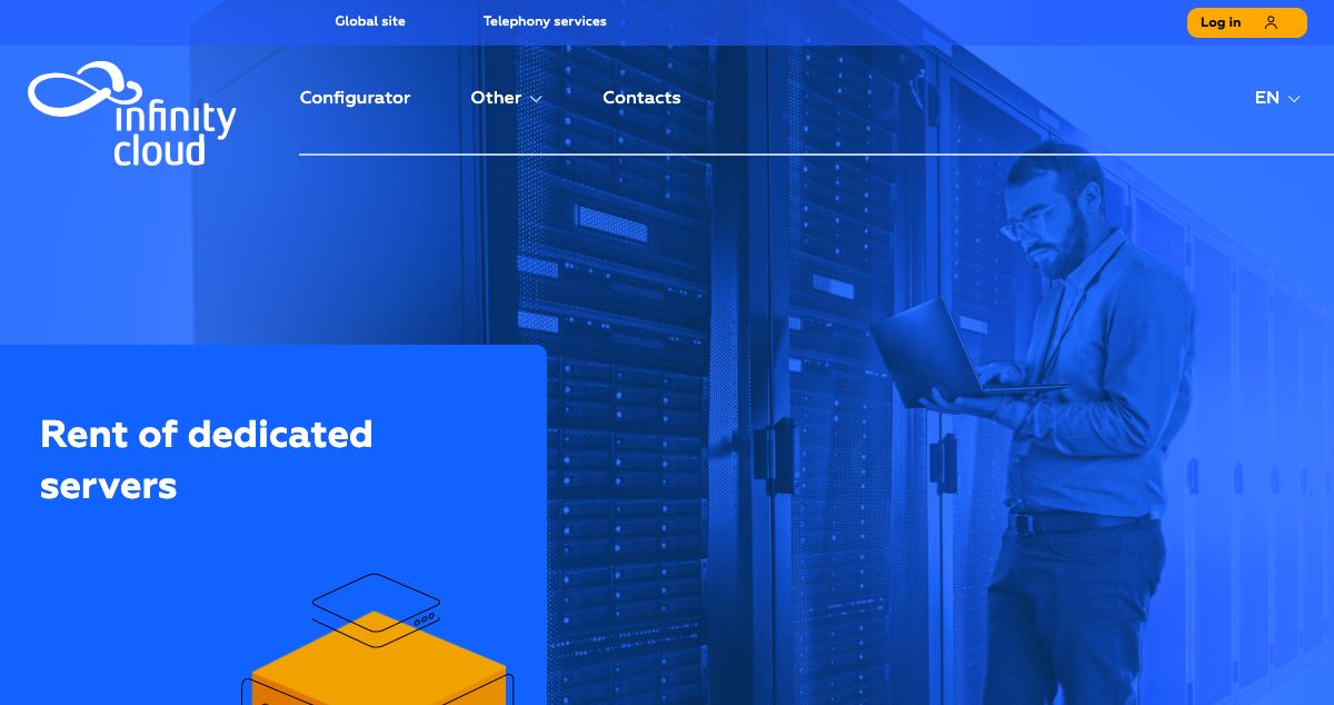 Homepage of Infinity Telecom hosting