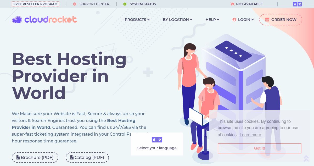 Homepage of CloudRocket Hosting hosting