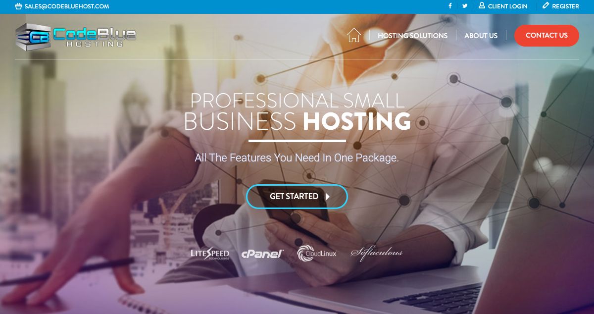 Homepage of Code Blue Hosting hosting