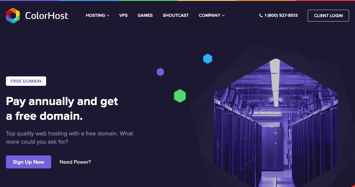 Homepage of ColorHost hosting