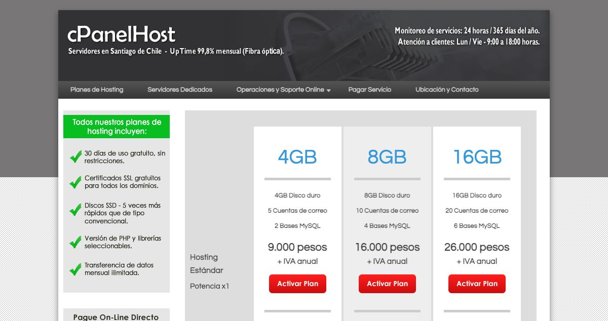 Homepage of cPanelHost hosting