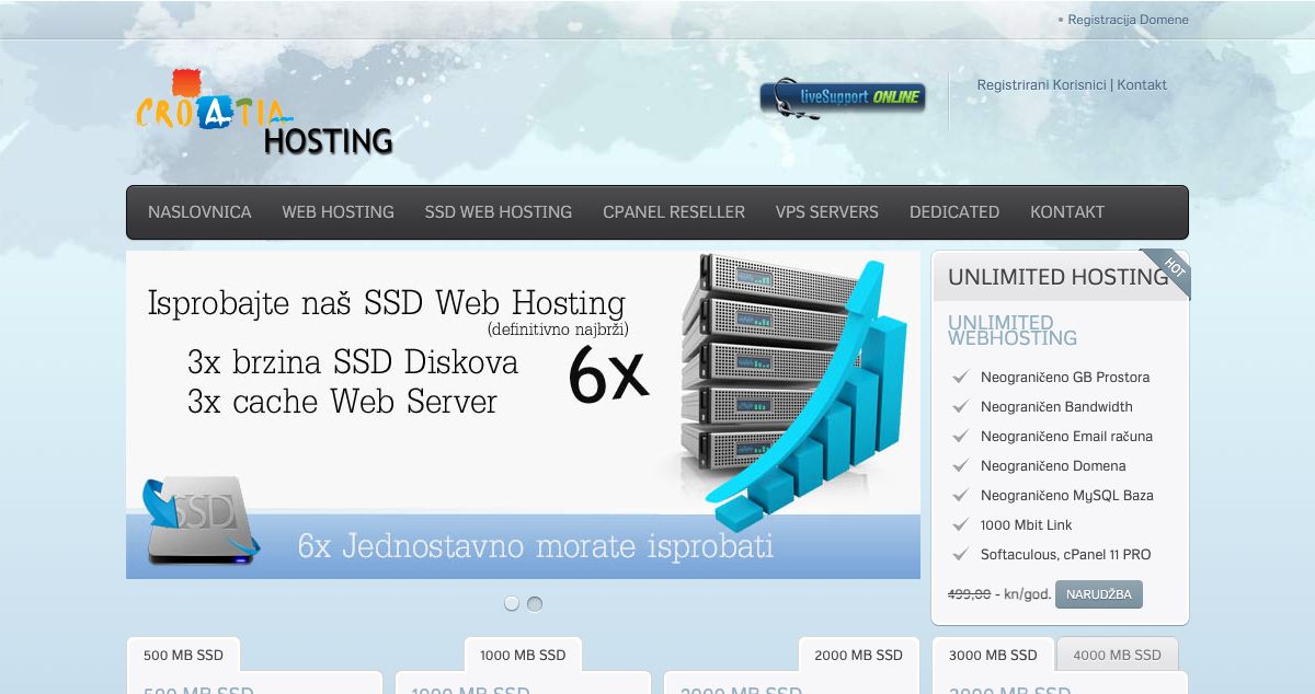 Homepage of Croatia Hosting hosting