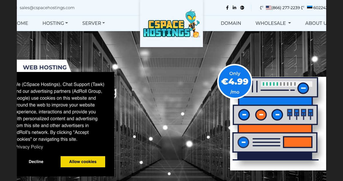 Homepage of CSpace Hostings hosting