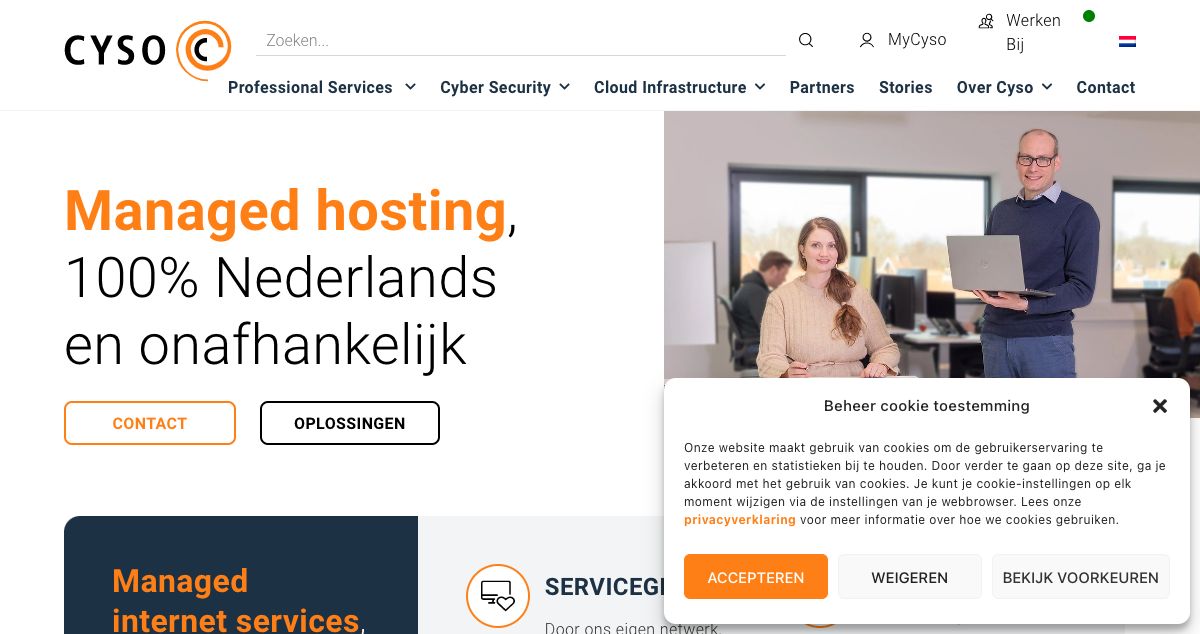 Homepage of Cyso hosting