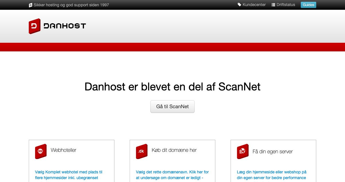 Homepage of Danhost ApS hosting