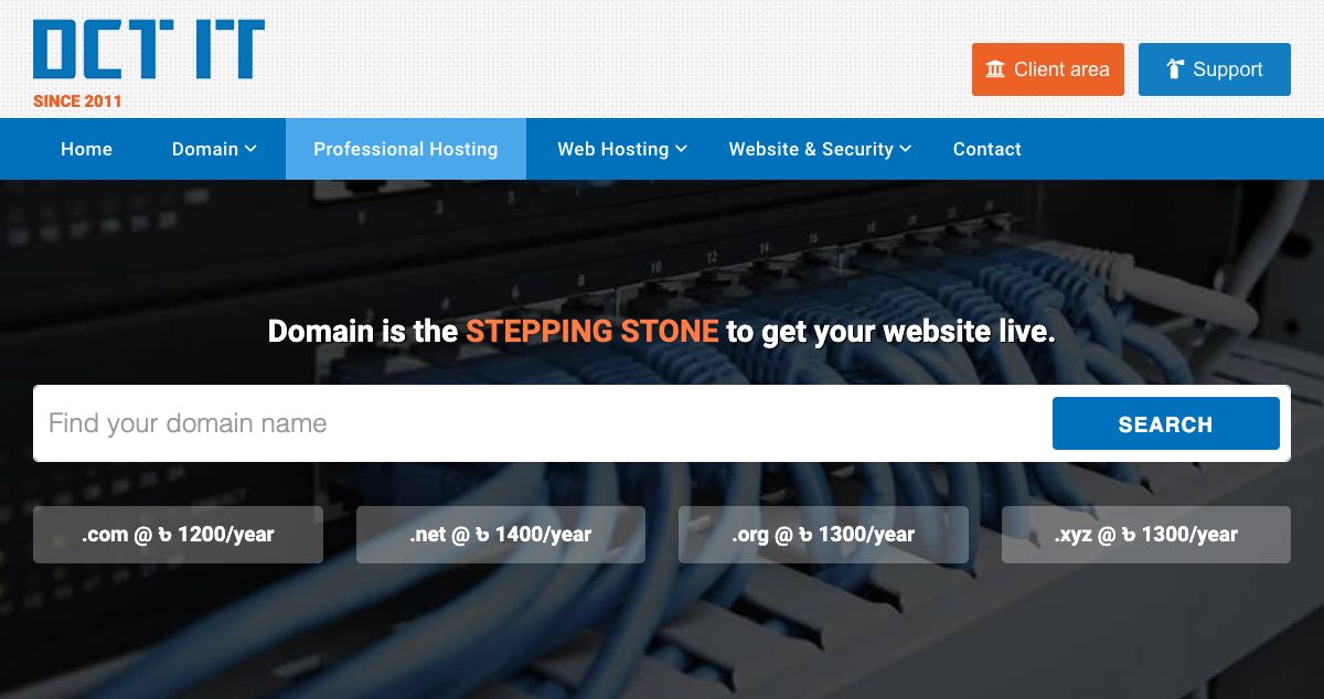 Homepage of DCT IT hosting