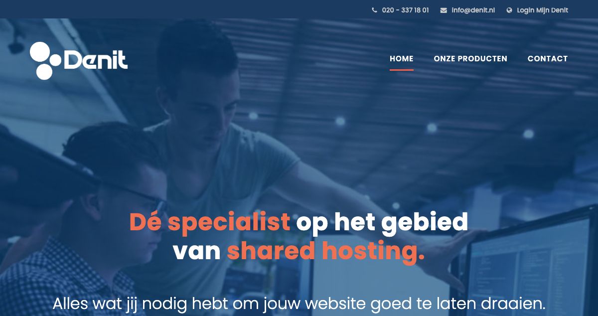 Homepage of Denit hosting