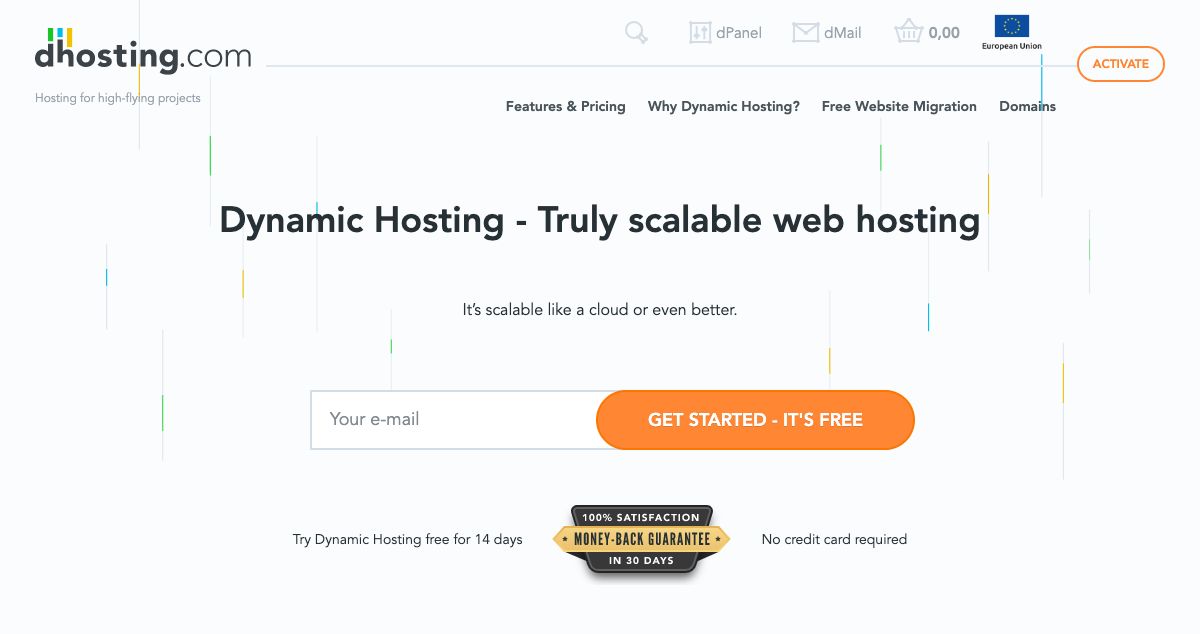 Homepage of dhosting.com Inc. hosting