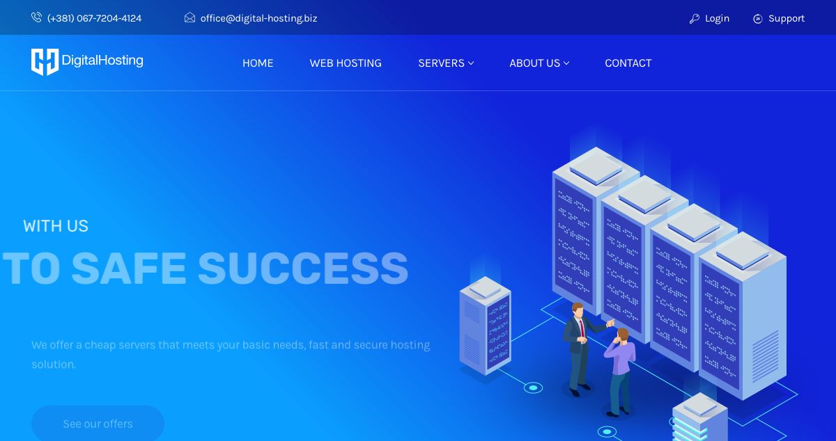 Homepage of Digital Hosting hosting