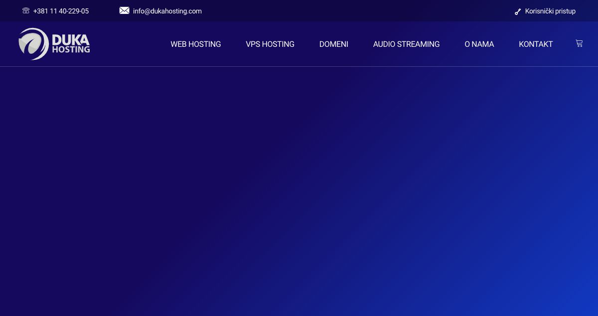 Homepage of DUKA hosting hosting