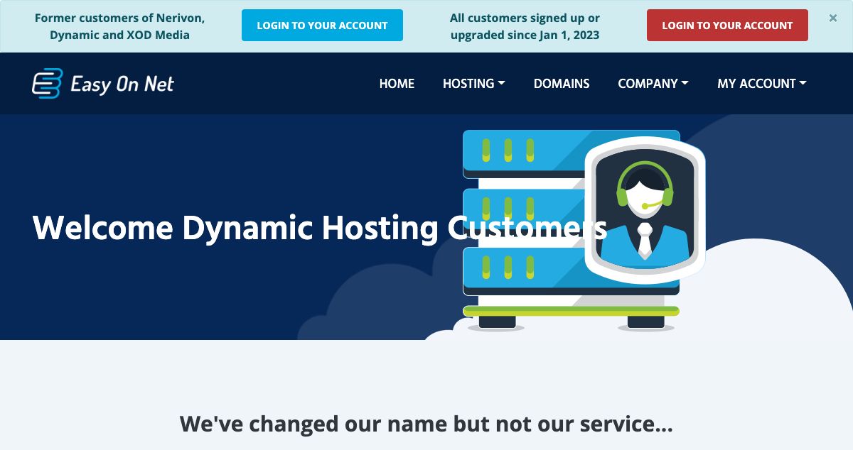 Homepage of Dynamic Hosting hosting