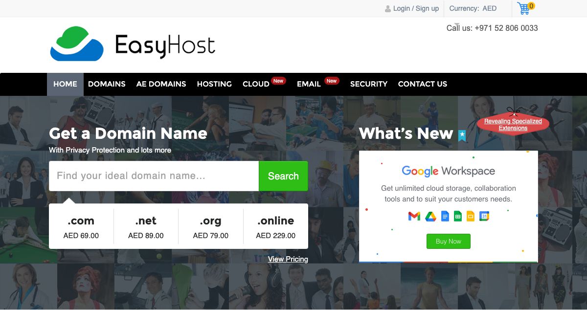 Homepage of Easy Host hosting