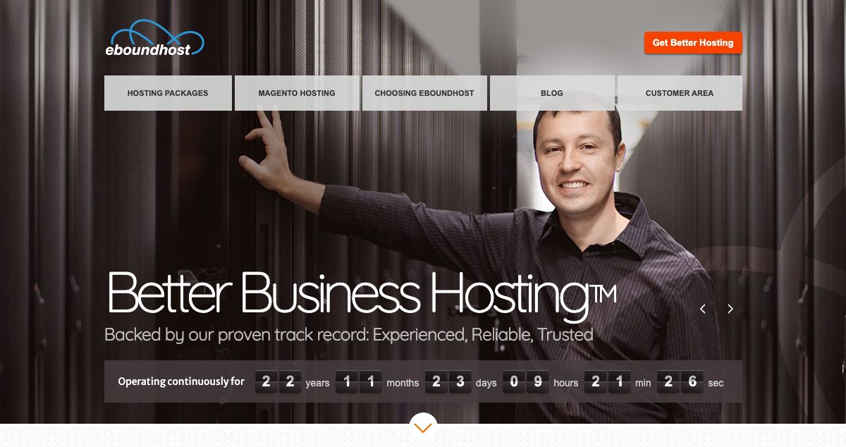 Homepage of eBoundHost hosting