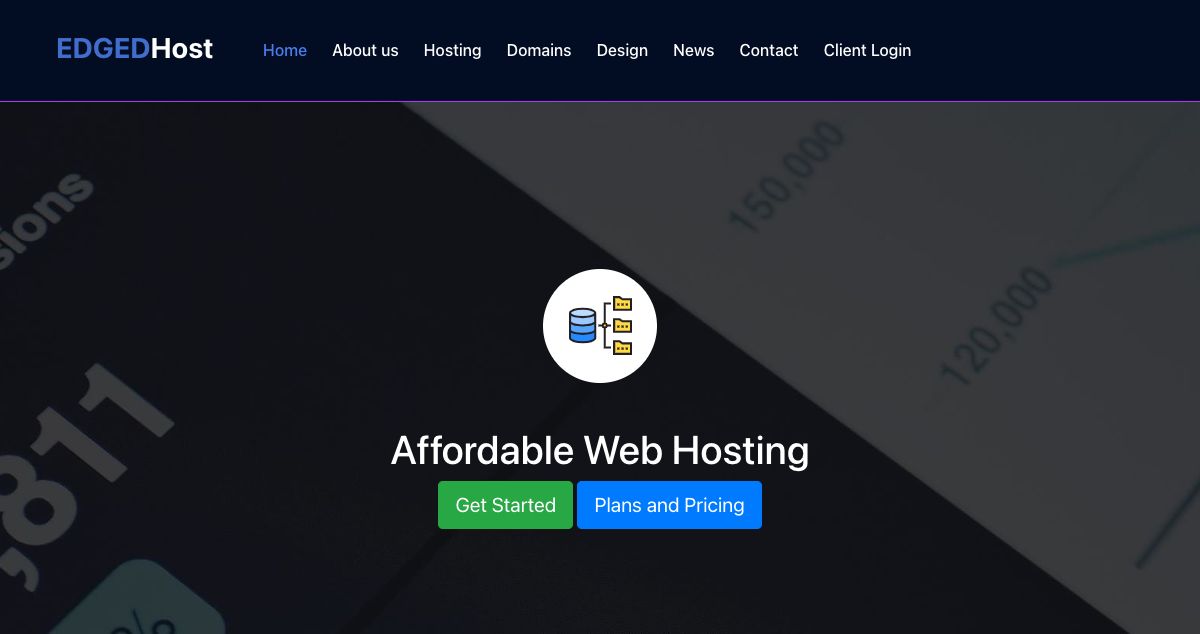 Homepage of EdgedHost hosting