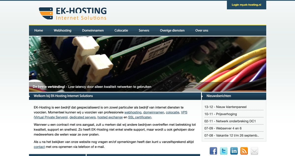 Homepage of EK-Hosting hosting