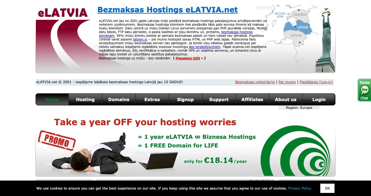 Homepage of eLATVIA hosting